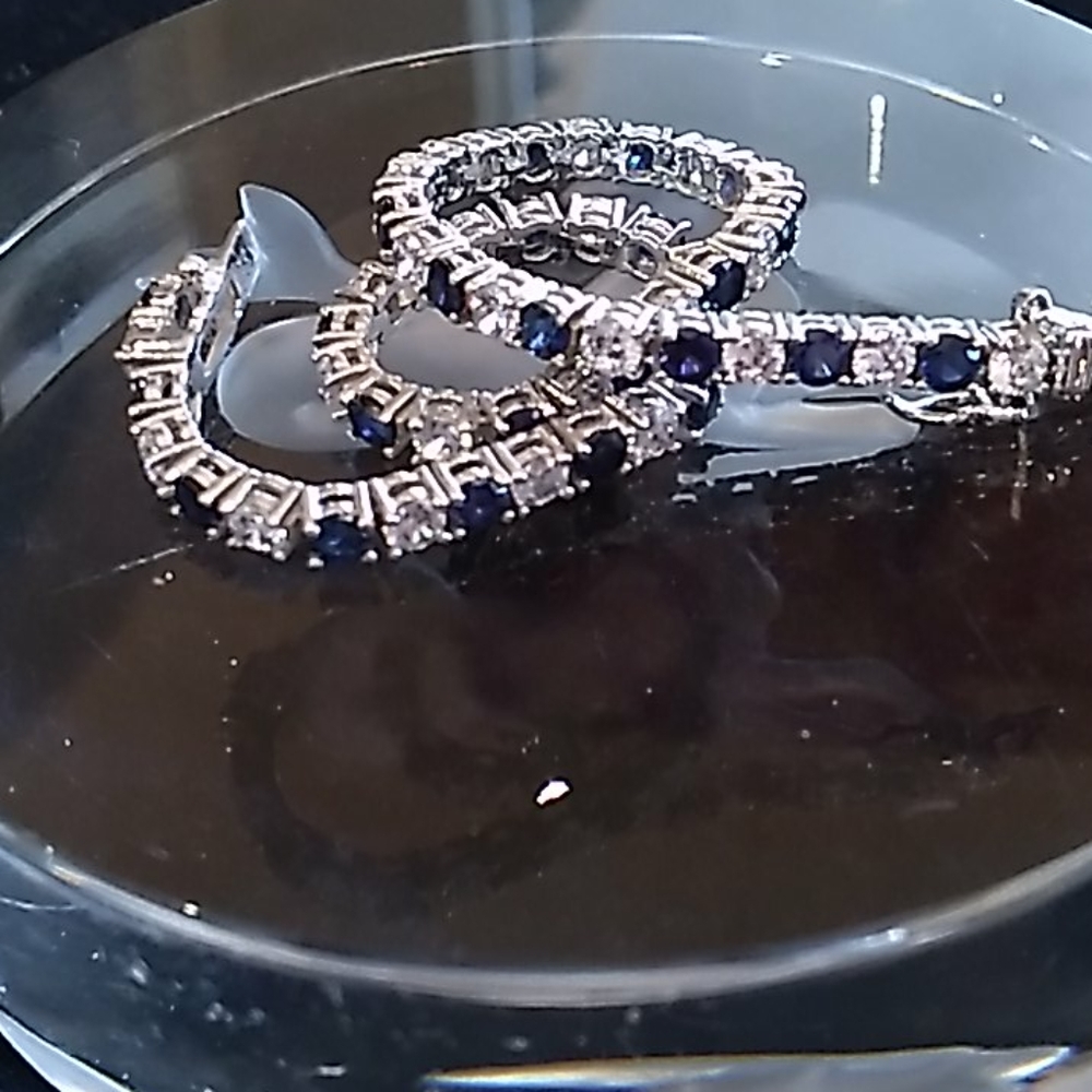 Absolute created sapphire and CZ bracelet